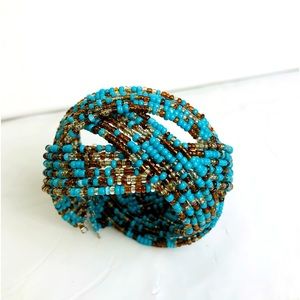 Wire Memory Beaded Bracelet Cuff